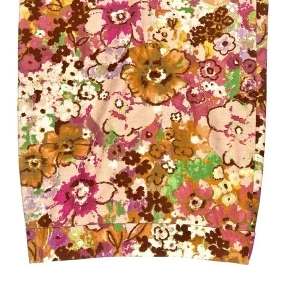 J. CREW Pencil Skirt Abstract Watercolor Floral Straight Pink Green  Purple - Picture 8 of 13